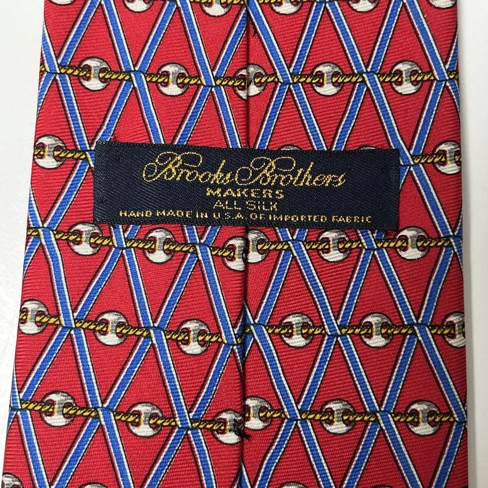 Brooks‎ Brothers Makers 100% Silk Red Geometric Print Tie Italy Classic 58